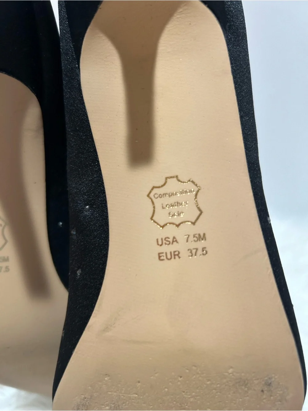 Nina Black Pointed-Toe Crystal-Stud Kitten Heels 7.5